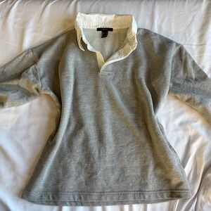Forever 21 Grey and White Collared Sweater